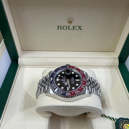 2018 Rolex GMT Master II 40mm Stainless Steel Black Dial Blue/Red (Pepsi) Bezel Jubilee Bracelet 126710BLRO
