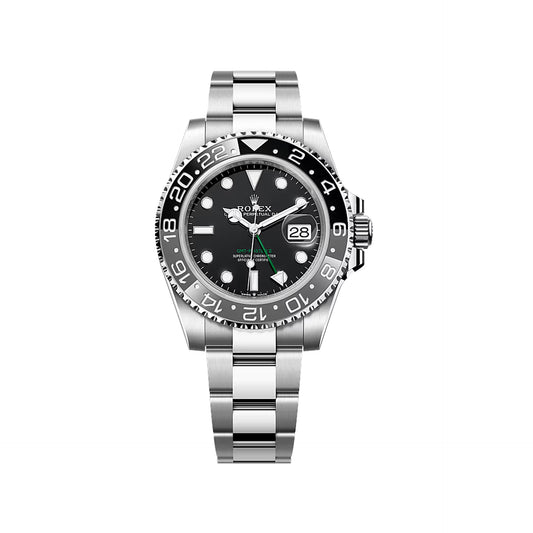 2025 Rolex GMT Master II 40mm Stainless Steel Black Dial Black/Grey Bezel (Bruce Wayne) Oyster Bracelet 126710GRNR