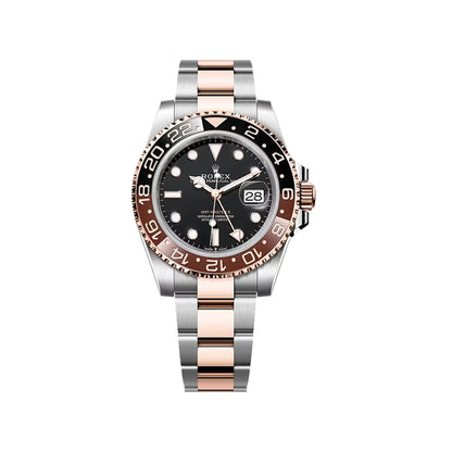 2025 Rolex GMT Master II 40mm Stainless Steel & 18K Everose Gold Black Dial Ceramic (Rootbeer) Bezel Oyster Bracelet 126711CHNR