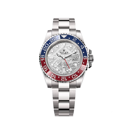 2025 Rolex GMT Master II 40mm 18K White Gold Meteorite Dial Blue/Red (Pepsi) Bezel Oyster Bracelet 126719BLRO