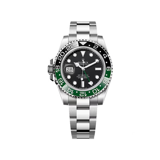 2025 Rolex GMT Master II 40mm (Lefty) Stainless Steel Black Dial Black/Green (Sprite) Bezel Oyster Bracelet 126720VTNR
