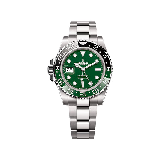 2025 Rolex GMT Master II 40mm (Lefty) 18K White Gold Green Dial Black/Green (Sprite) Bezel Oyster Bracelet 126729VTNR