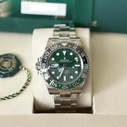 2025 Rolex GMT Master II 40mm (Lefty) 18K White Gold Green Dial Black/Green (Sprite) Bezel Oyster Bracelet 126729VTNR
