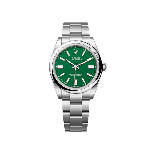 2024 Rolex Oyster Perpetual 41 Stainless Steel Green Index Dial Oyster Bracelet Domed Bezel 124300