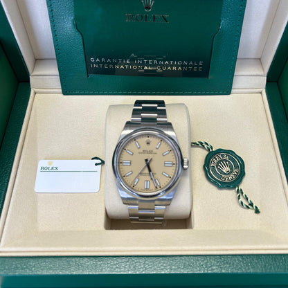 2025 Rolex Oyster Perpetual 41 Stainless Steel Beige Index Dial Oyster Bracelet Domed Bezel 134300