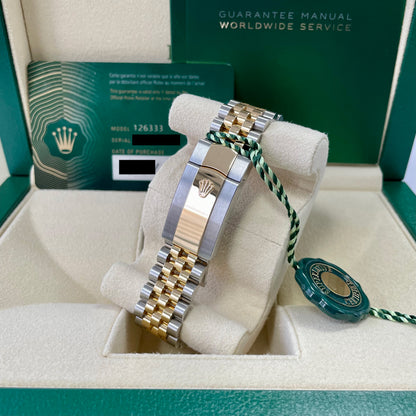 2025 Rolex Datejust 41 Stainless Steel & 18K Yellow Gold Slate (Wimbledon) Dial Jubilee Bracelet Fluted Bezel 126333