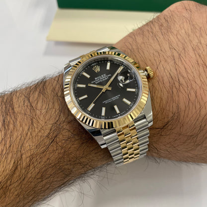 2025 Rolex Datejust 41 Stainless Steel & 18K Yellow Gold Black Index Dial Jubilee Bracelet Fluted Bezel 126333