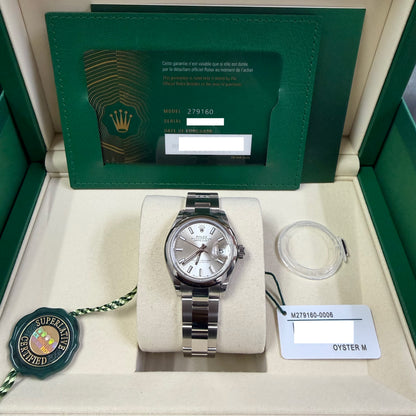 2025 Rolex Lady-Datejust 28 Stainless Steel Silver Dial Oyster Bracelet Domed Bezel 279160