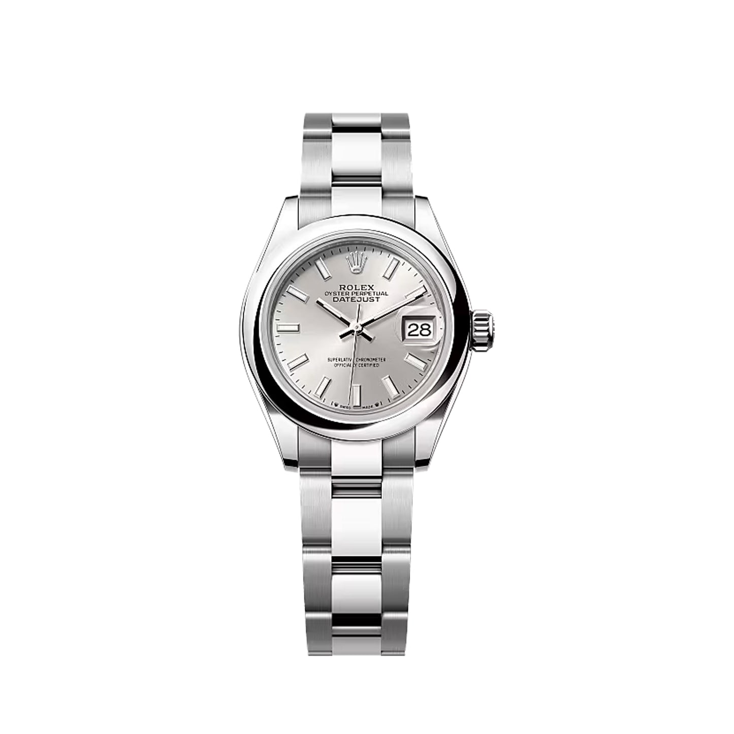 2025 Rolex Lady-Datejust 28 Stainless Steel Silver Dial Oyster Bracelet Domed Bezel 279160