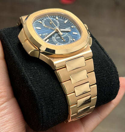 2025 Patek Philippe Nautilus 'Travel Time' Flyback Chronograph Rose Gold 41mm Blue Dial 5990/1R-001