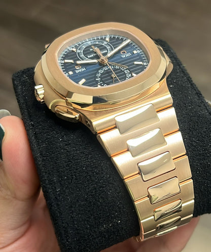 2025 Patek Philippe Nautilus 'Travel Time' Flyback Chronograph Rose Gold 41mm Blue Dial 5990/1R-001