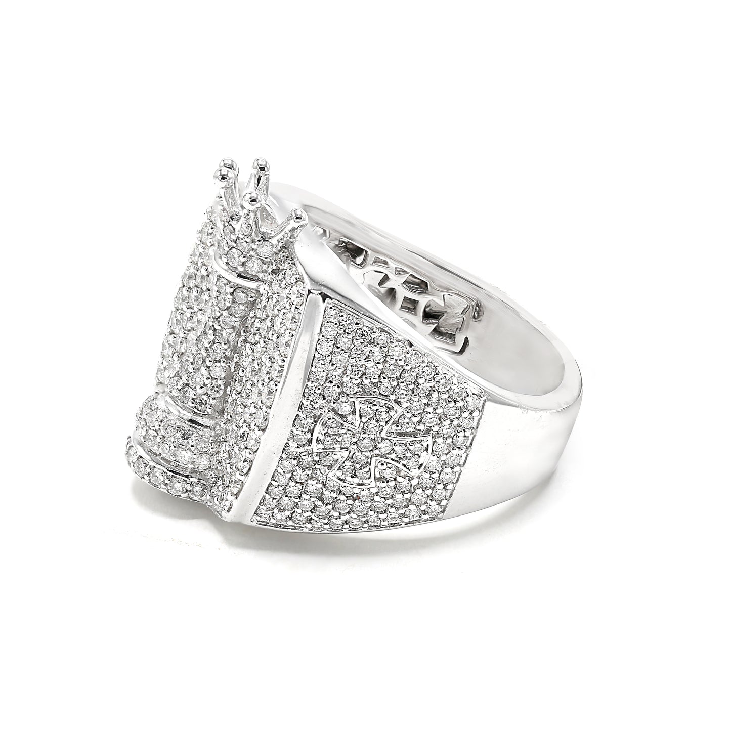 King of Chess Round Diamond Signet Men's Ring Solid Gold 2.42 ctw