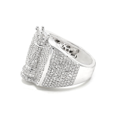 King of Chess Round Diamond Signet Men's Ring Solid Gold 2.42 ctw