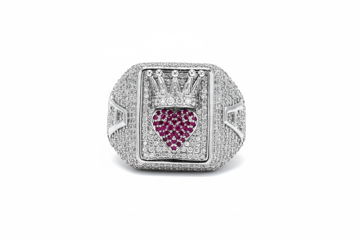 Heart Shape Ace Ruby and Diamond Ring