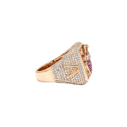 Heart Shape Ace Ruby and Diamond Ring