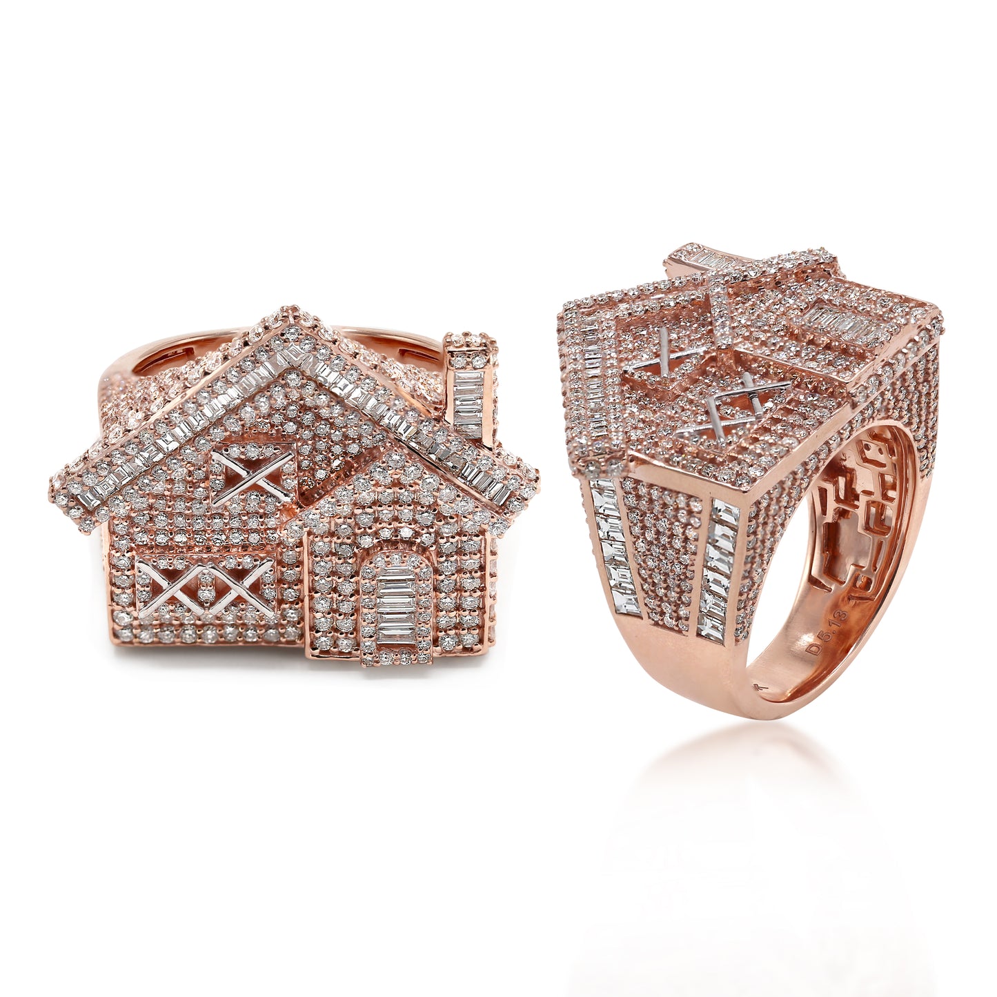 British Trap House Hip Hop Ring Baguette Diamond Signet Men's Ring Solid Gold 5.13 ctw