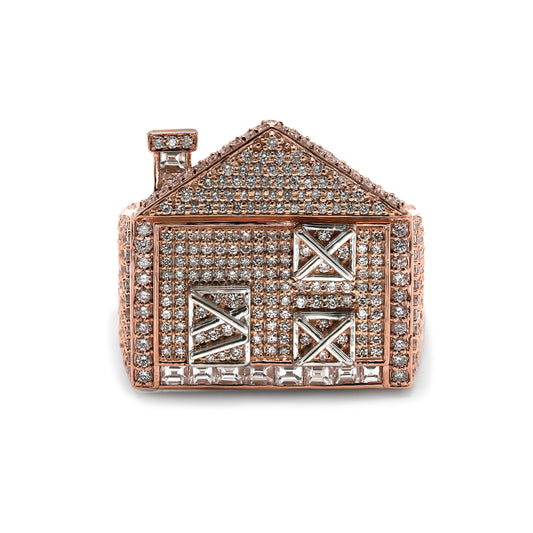 British Trap House Round Diamond Signet Men's Ring Solid Gold 3.10 ctw