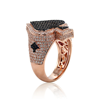 Spade OF Card Signet Men's Ring in Solid Gold 1.69 ctw Natural Diamond & Blue Sapphire