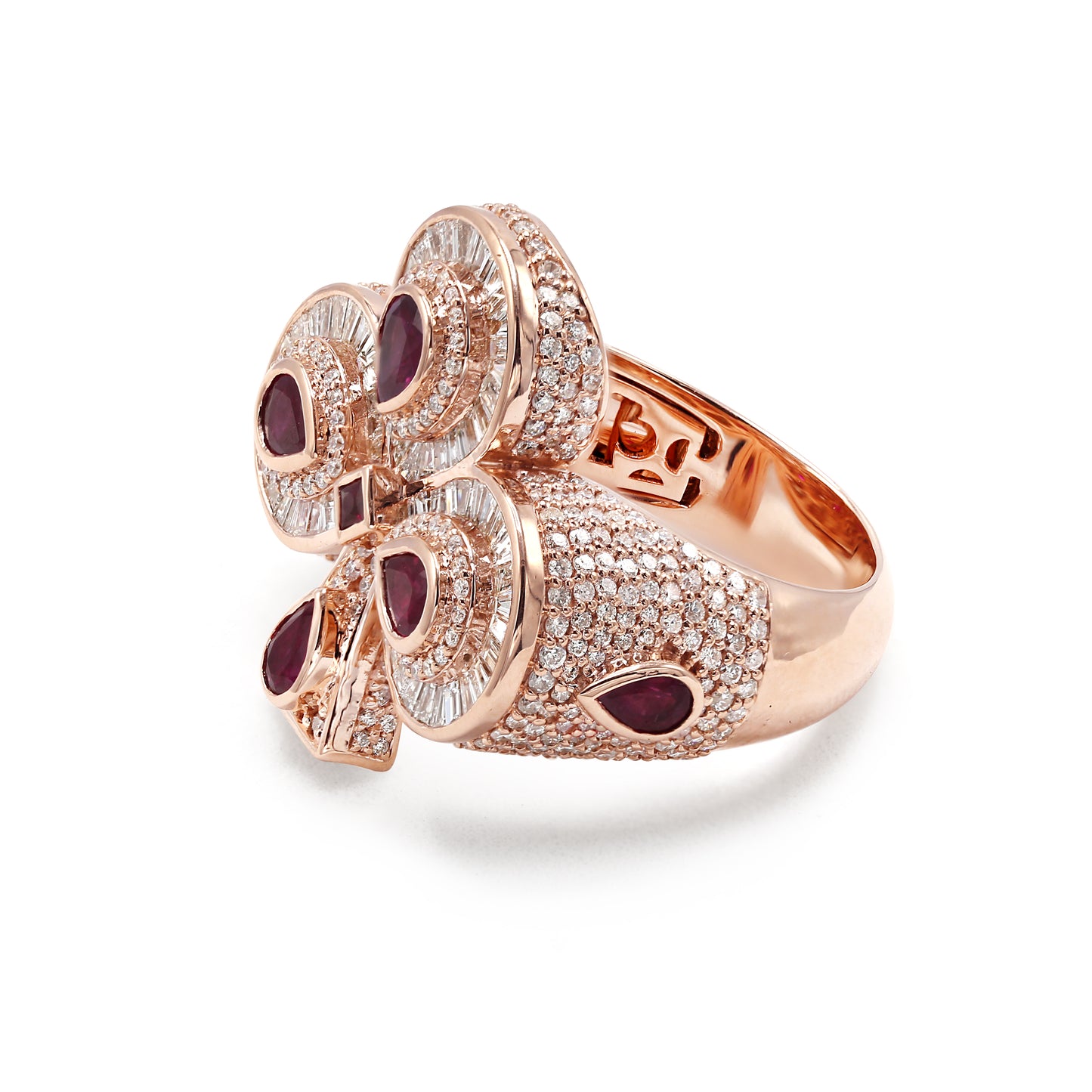 Club Hip Hop Ring Natural Diamond and Ruby in Men's Rings Collection