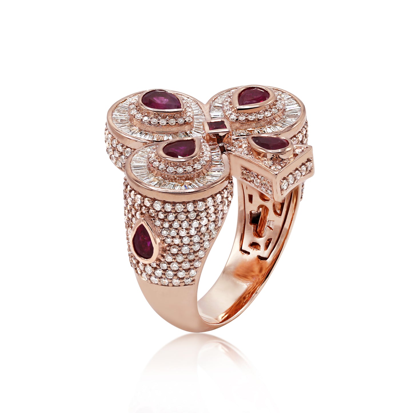 Club Hip Hop Ring Natural Diamond and Ruby in Men's Rings Collection
