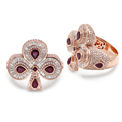 Club Hip Hop Ring Natural Diamond and Ruby in Men's Rings Collection