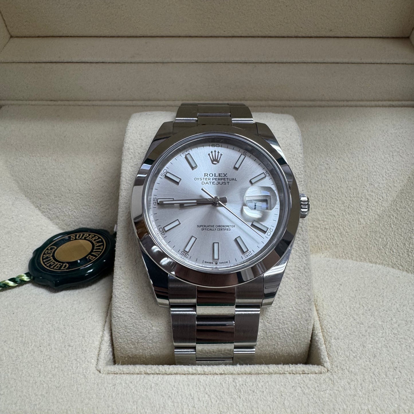 2023 Rolex Datejust 41 Stainless Steel Silver Dial Oyster Bracelet Smooth Bezel 126300