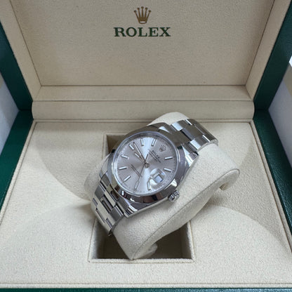 2023 Rolex Datejust 41 Stainless Steel Silver Dial Oyster Bracelet Smooth Bezel 126300