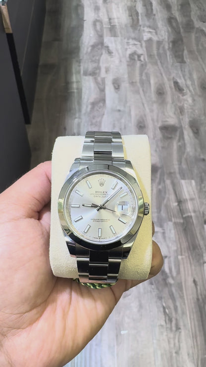 2023 Rolex Datejust 41 Stainless Steel Silver Dial Oyster Bracelet Smooth Bezel 126300
