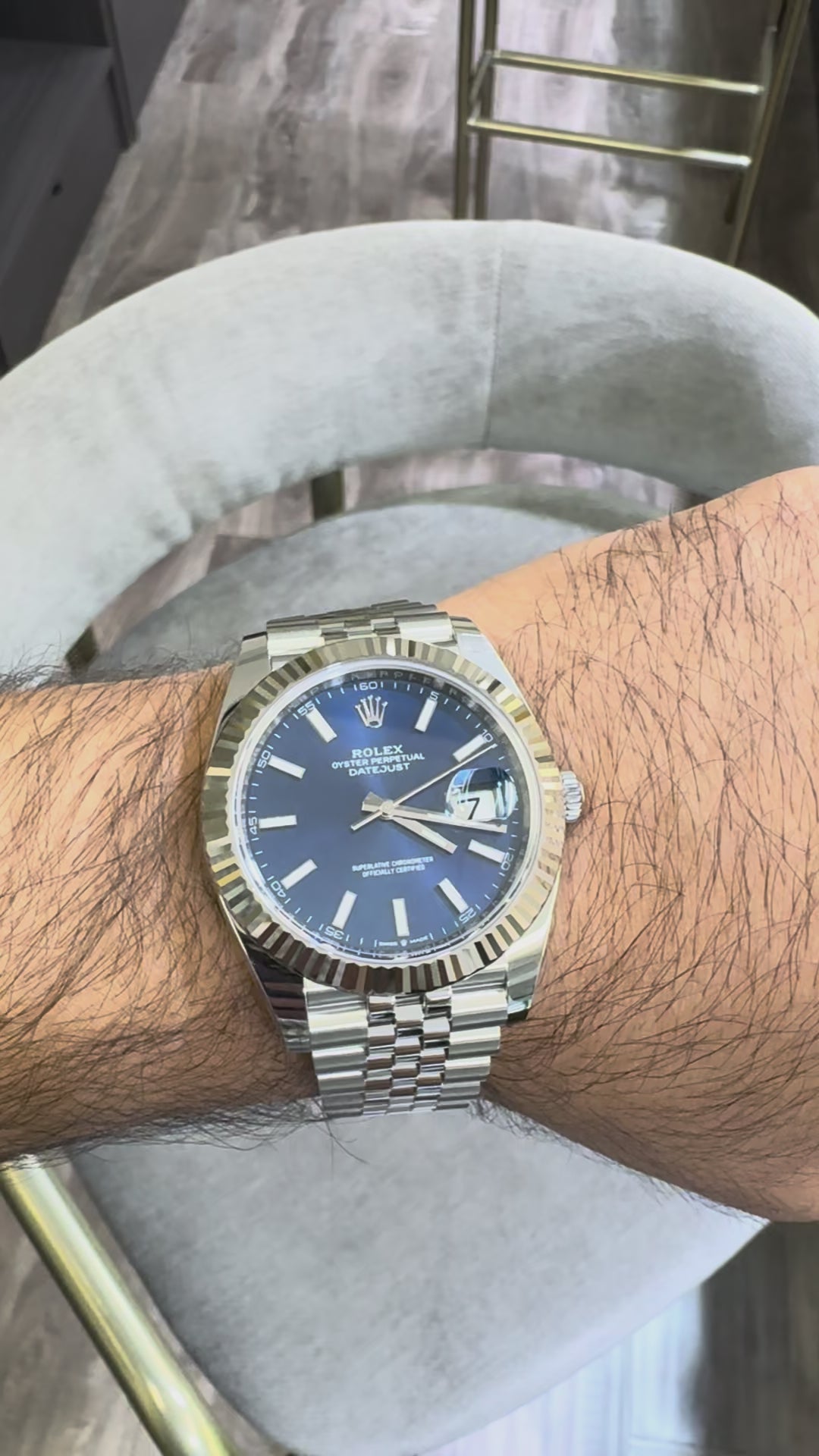 2020 Rolex Datejust 41 Stainless Steel & 18K White Gold Blue Index